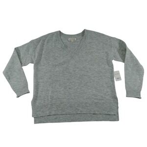 Lucky Brand Light Gray‎ V Neck Long Sleeve Sweater Knit Top Women's Size M